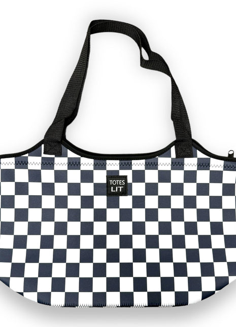 Checkerboard Print Neoprene Tote - Drink Handlers