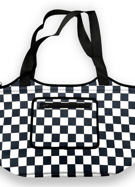 Checkerboard Print Neoprene Tote - Drink Handlers