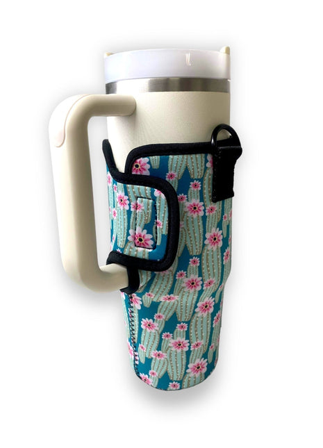 Green Cactus 25-35oz Tumbler With Handle Sleeve - Drink Handlers