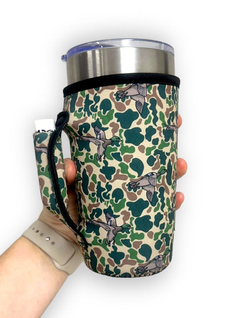 Green Duck Camo 20oz Large Coffee / Tea / Tumbler Handler™ - Drink Handlers
