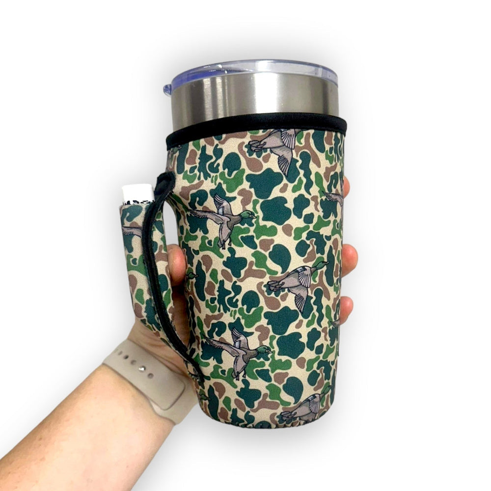 Green Duck Camo 20oz Large Coffee / Tea / Tumbler Handler™ - Drink Handlers