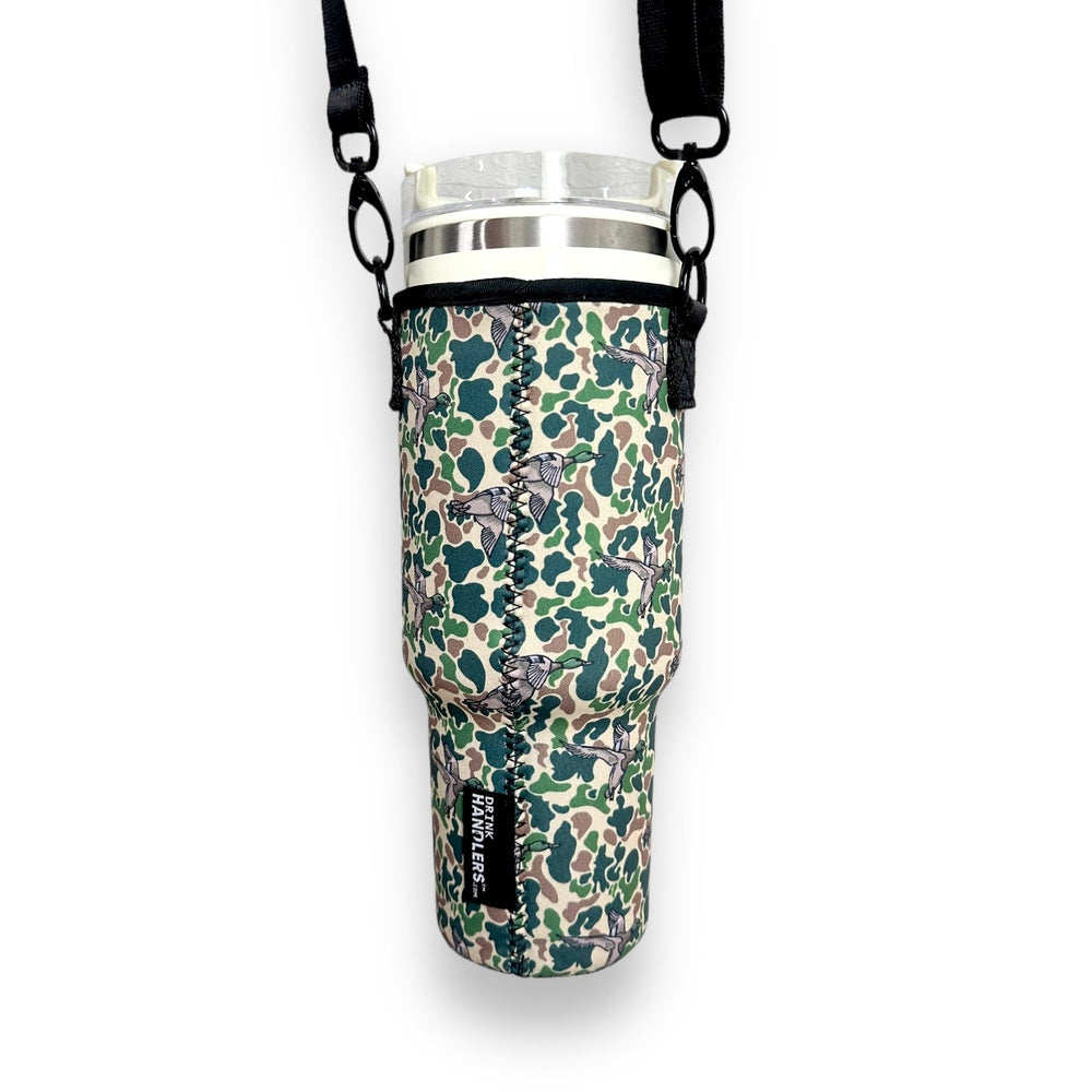 Green Duck Camo 40oz Tumbler With Handle Sleeve - Drink Handlers