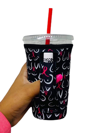 Pink Ribbon 16oz PINT Glass / Medium Fountain Drinks and Tumbler Handlers™