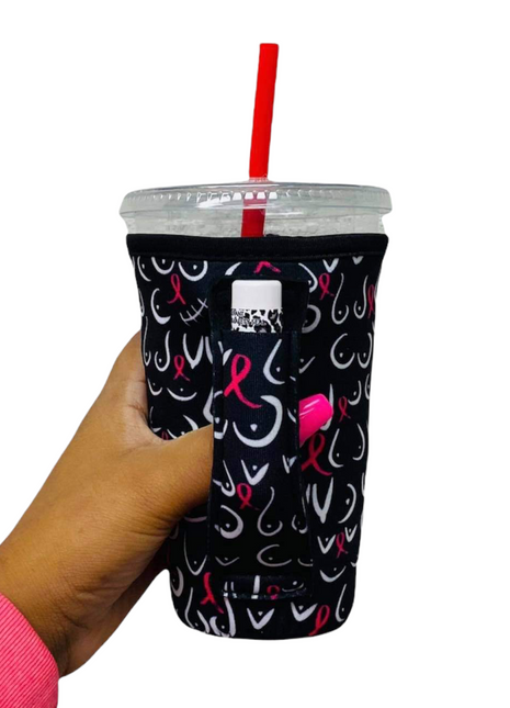 Pink Ribbon 16oz PINT Glass / Medium Fountain Drinks and Tumbler Handlers™
