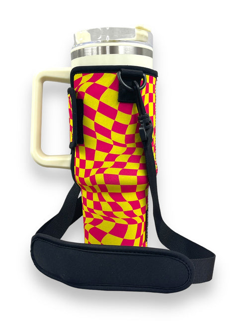 Retro Checkerboard 40oz Tumbler With Handle Sleeve