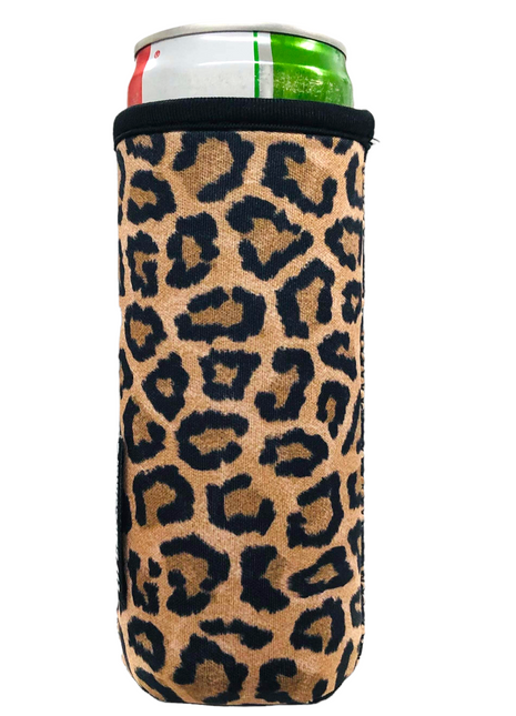12oz Slim Can Cooler - ACADEMY -  Leopard slim