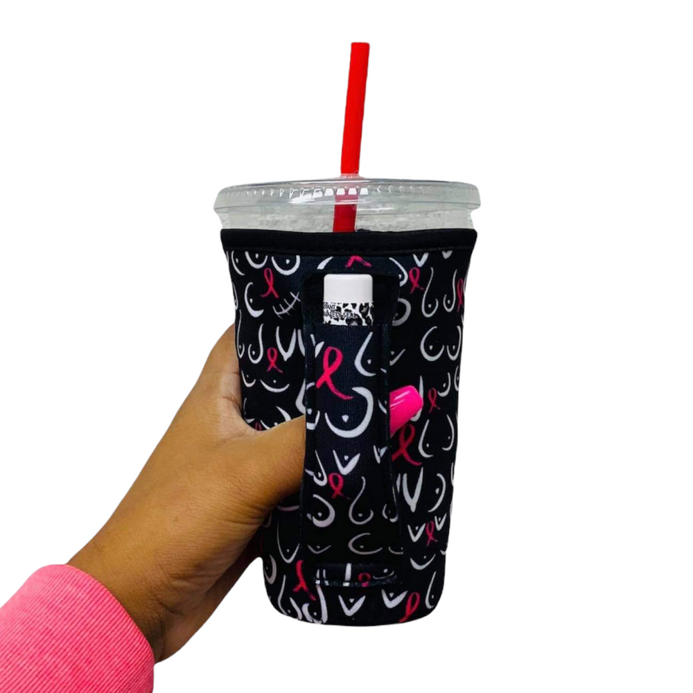 Pink Ribbon 16oz PINT Glass / Medium Fountain Drinks and Tumbler Handlers™