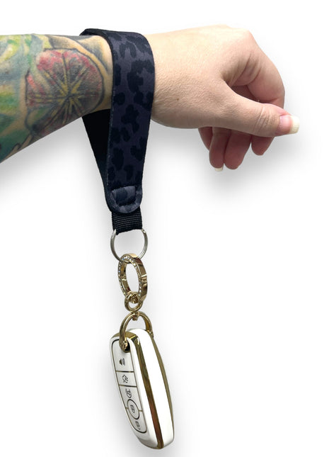 Black Leopard Wristlet Keychain