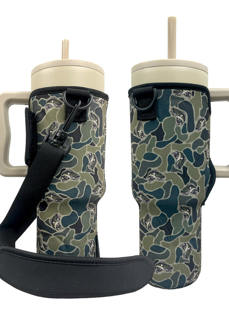 Fish Camo 40oz Tumbler With Handle Sleeve