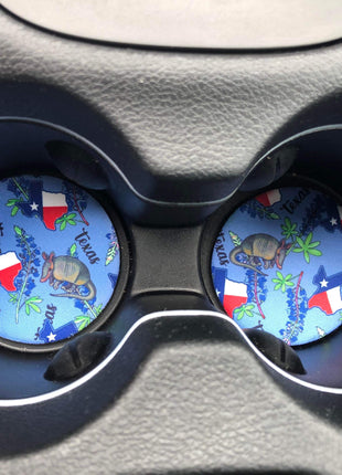 Texas Blue Bonnets Neoprene Car Coasters