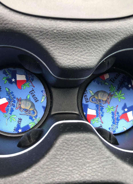 Texas Blue Bonnets Neoprene Car Coasters