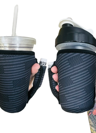 Blacked Out USA Flag 16oz PINT Glass / Medium Fountain Drinks and Tumbler Handlers™