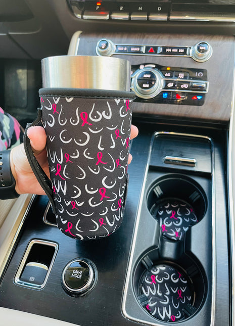 Pink Ribbon Neoprene Car Coasters