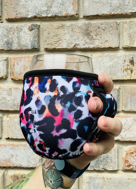 Watercolor Leopard 12oz Wine Tumbler Handler
