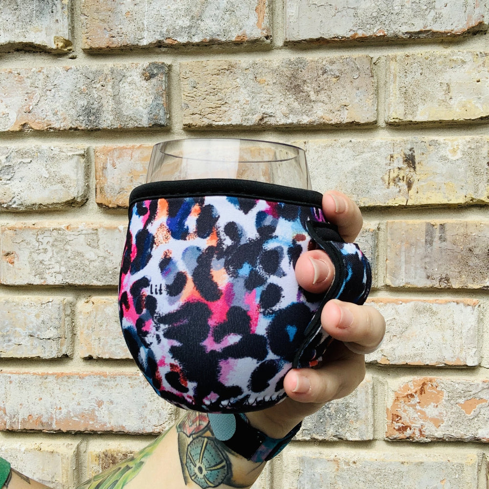 Watercolor Leopard 12oz Wine Tumbler Handler