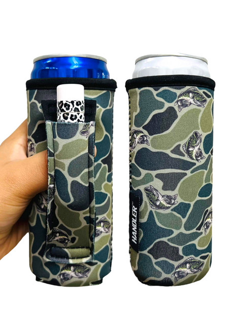 Fish Camo 12oz Slim Can Handler