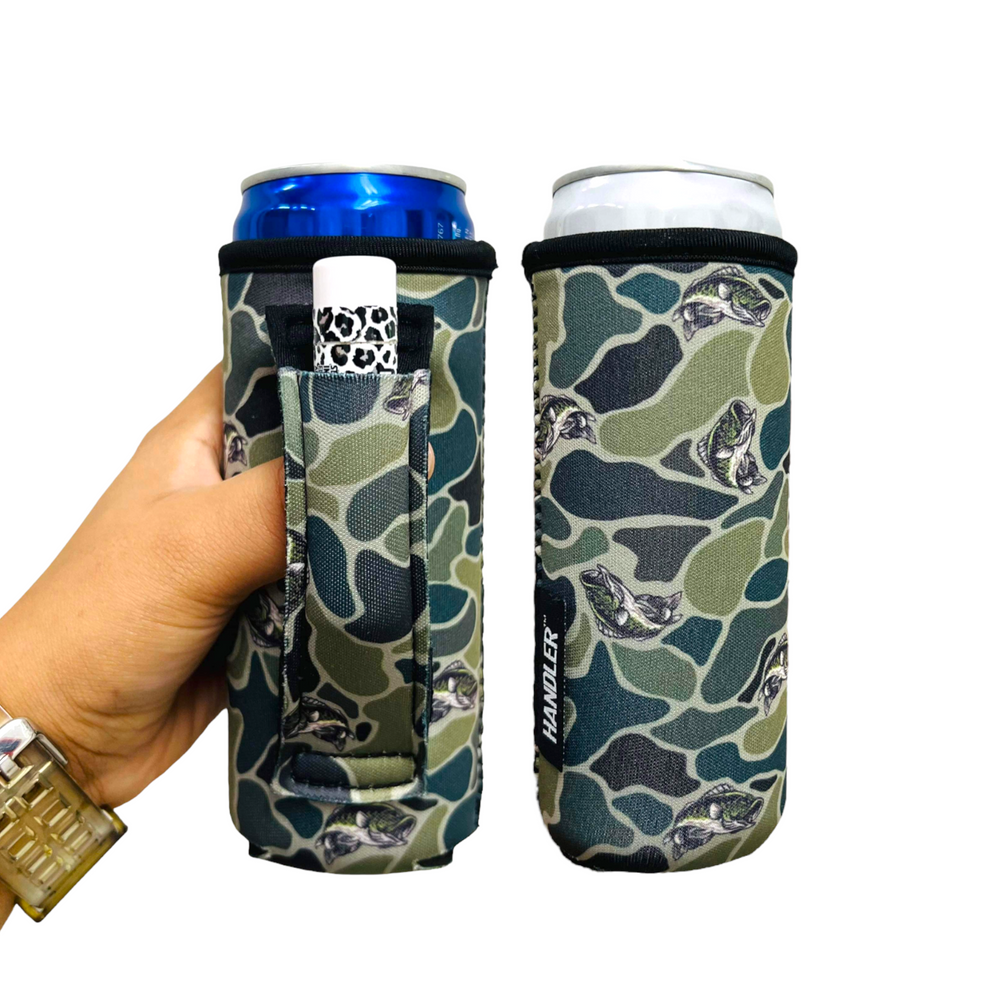 Fish Camo 12oz Slim Can Handler