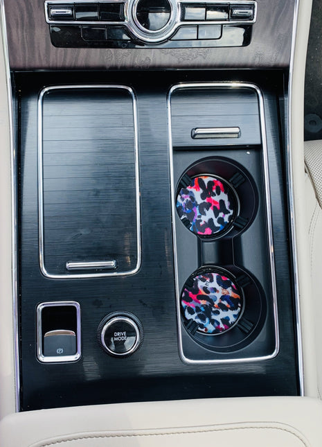 Watercolor Leopard Neoprene Car Coasters