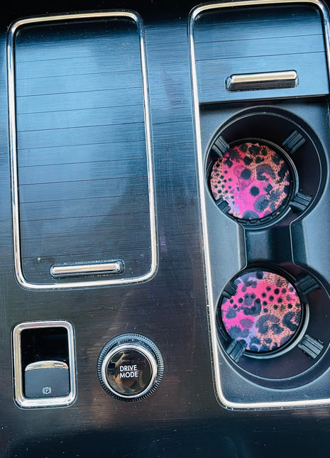 Blushing Leopard Neoprene Car Coasters