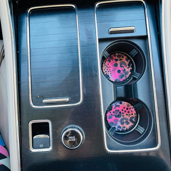 Blushing Leopard Neoprene Car Coasters