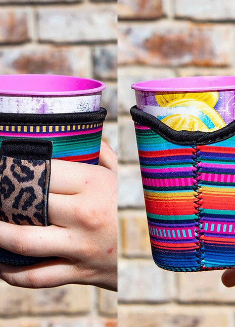 Pink Serape W/ Leopard 12oz Wine Tumbler Handler