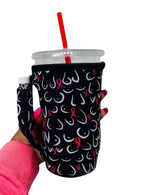 Pink Ribbon 16oz PINT Glass / Medium Fountain Drinks and Tumbler Handlers™