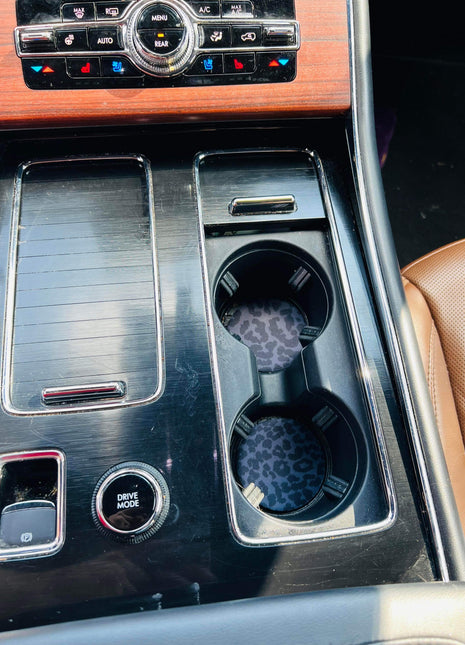 Black Leopard Neoprene Car Coasters