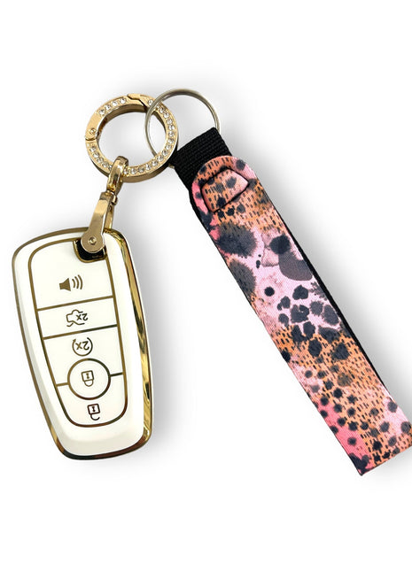 Blushing Leopard Wristlet Keychain