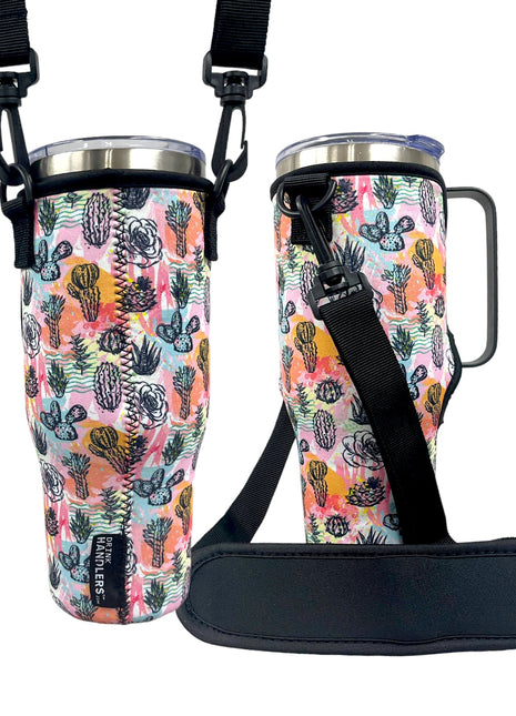 Summer Cactus  40oz Tumbler With Handle Sleeve