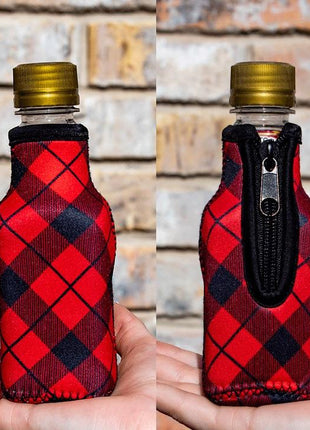 Red Plaid 8oz Mini Bottleneck Cooler - Limited Edition*