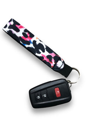 Watercolor Leopard Wristlet Keychain