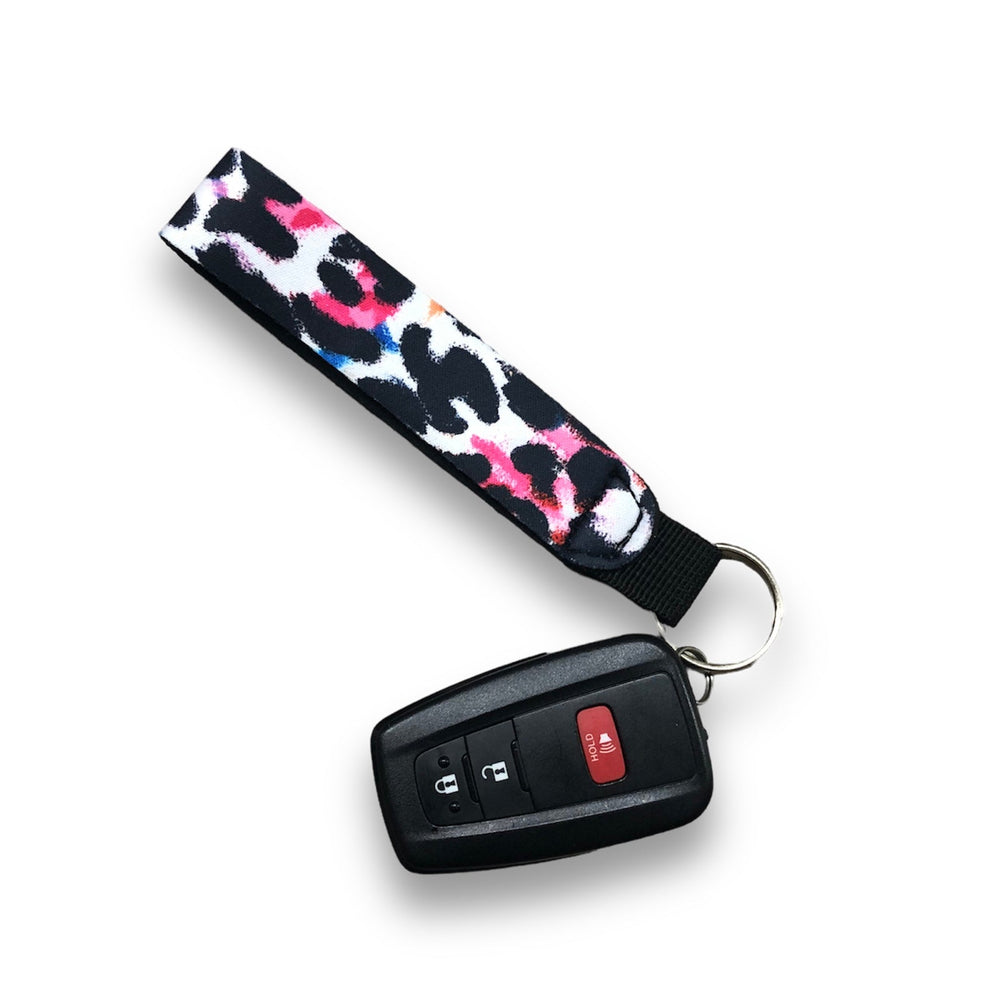 Watercolor Leopard Wristlet Keychain