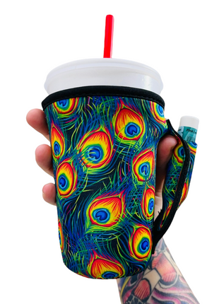Peacock Feathers 16oz PINT Glass / Medium Fountain Drinks and Tumbler Handlers™