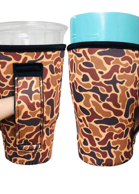 Old School Camo 20oz Large Iced Coffee / Tea / Tumbler Handler™