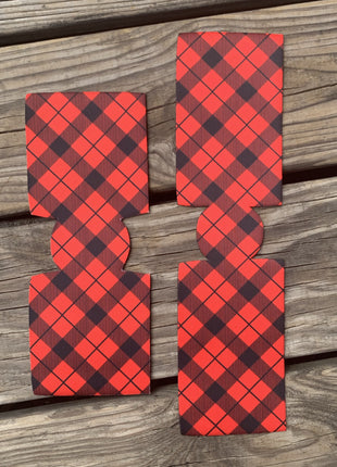 Red Plaid Unsewn Can Cooler