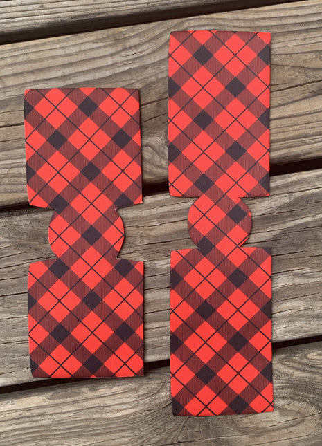 Red Plaid Unsewn Can Cooler