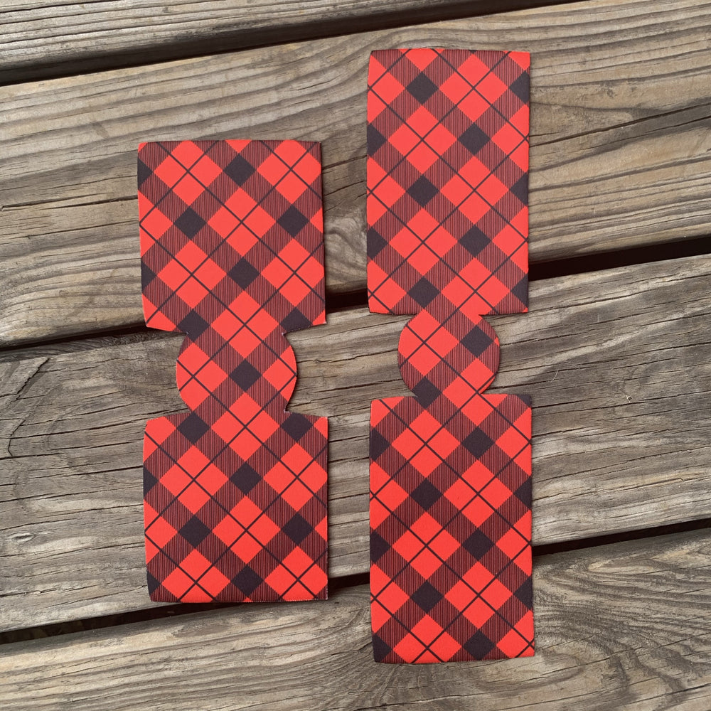 Red Plaid Unsewn Can Cooler