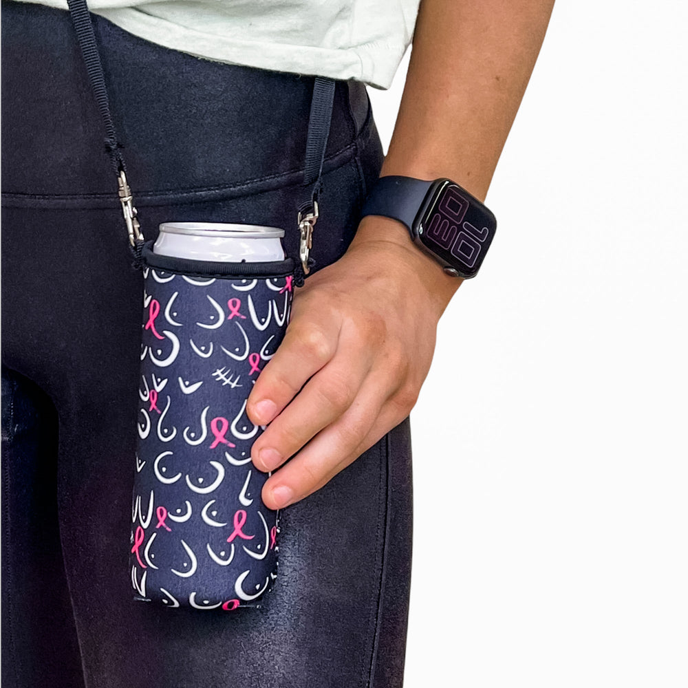 12oz Slim Can Cooler (no handle) W/ Carrying Strap