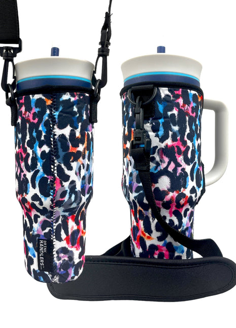 Watercolor Leopard 40oz Tumbler With Handle Sleeve