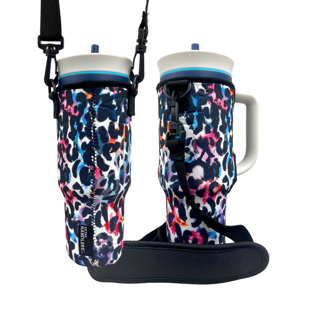 Watercolor Leopard 40oz Tumbler With Handle Sleeve