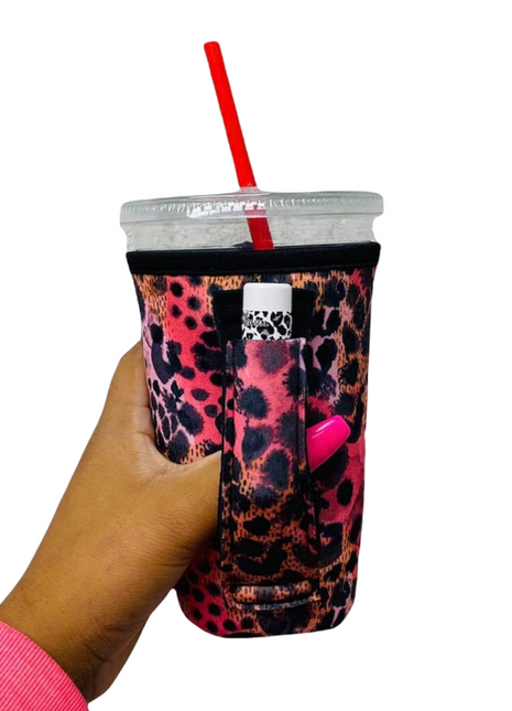 Blushing Leopard 16oz PINT Glass / Medium Fountain Drinks and Tumbler Handlers™