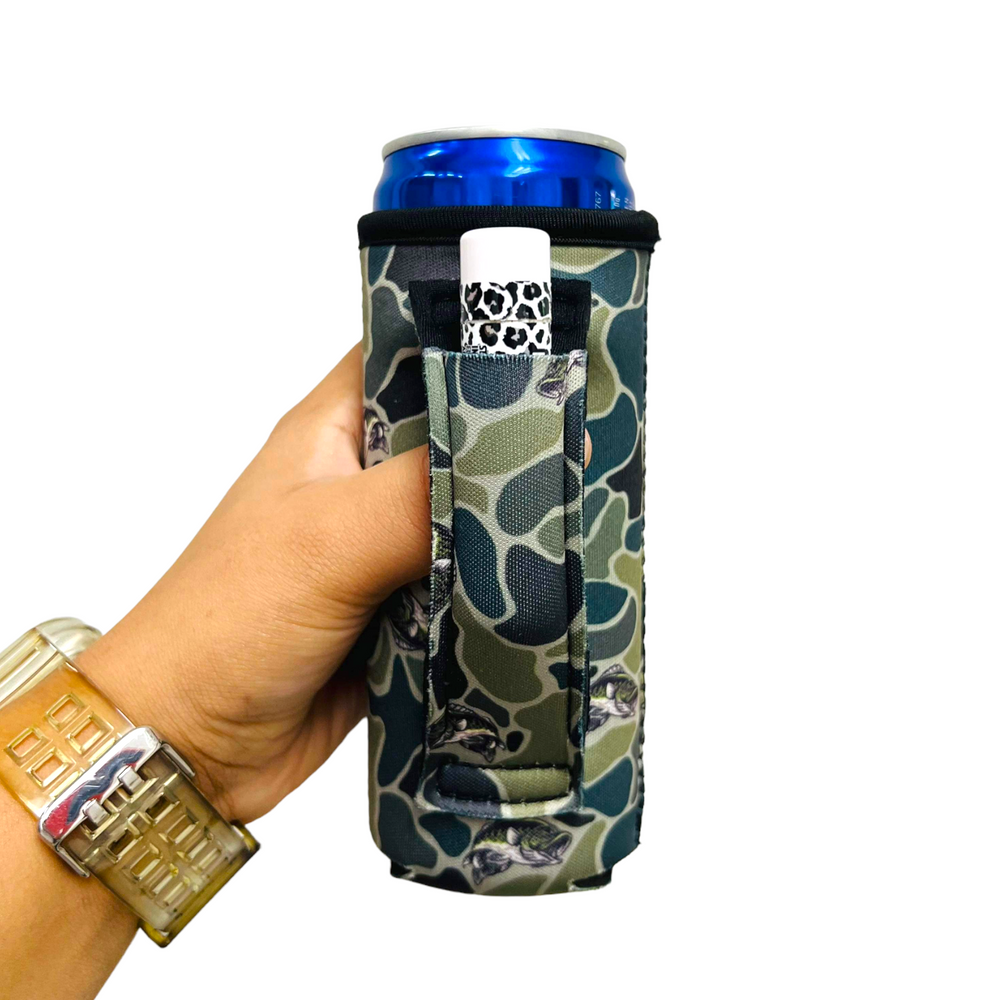 Fish Camo 12oz Slim Can Handler