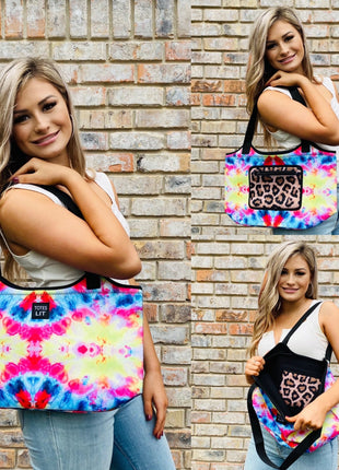 Tie Dye W/ Leopard Neoprene Tote