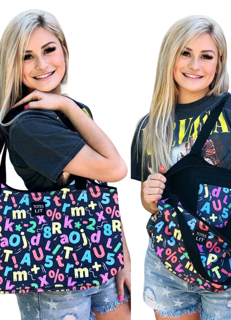 Chalkboard Letters Pocket Neoprene Tote