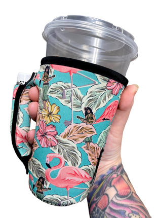Hawaiian Flamingo 16oz PINT Glass / Medium Fountain Drinks and Hot Coffee Handlers™