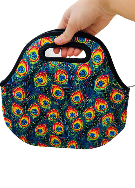 Peacock Feathers Lunch Bag Tote