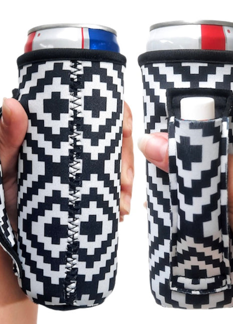 Black & White Aztec 12oz Slim Can Handler™ - Limited Edition*