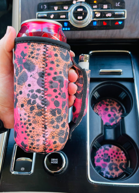 Blushing Leopard Neoprene Car Coasters