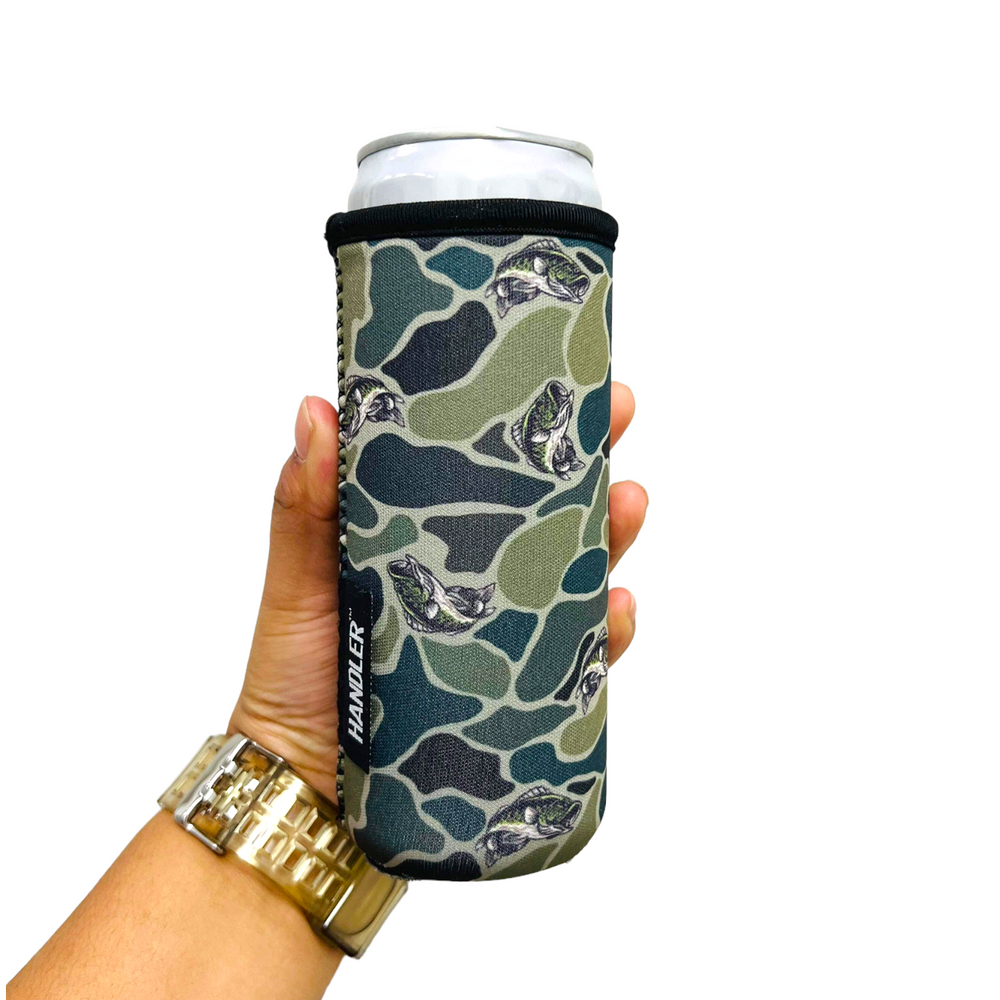 Fish Camo 12oz Slim Can Handler