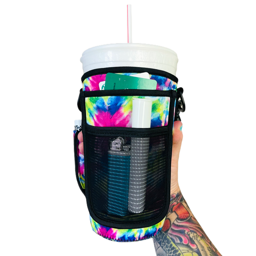 Purple Tie Dye 30-40oz Tumbler Handler™  With Carrying Strap